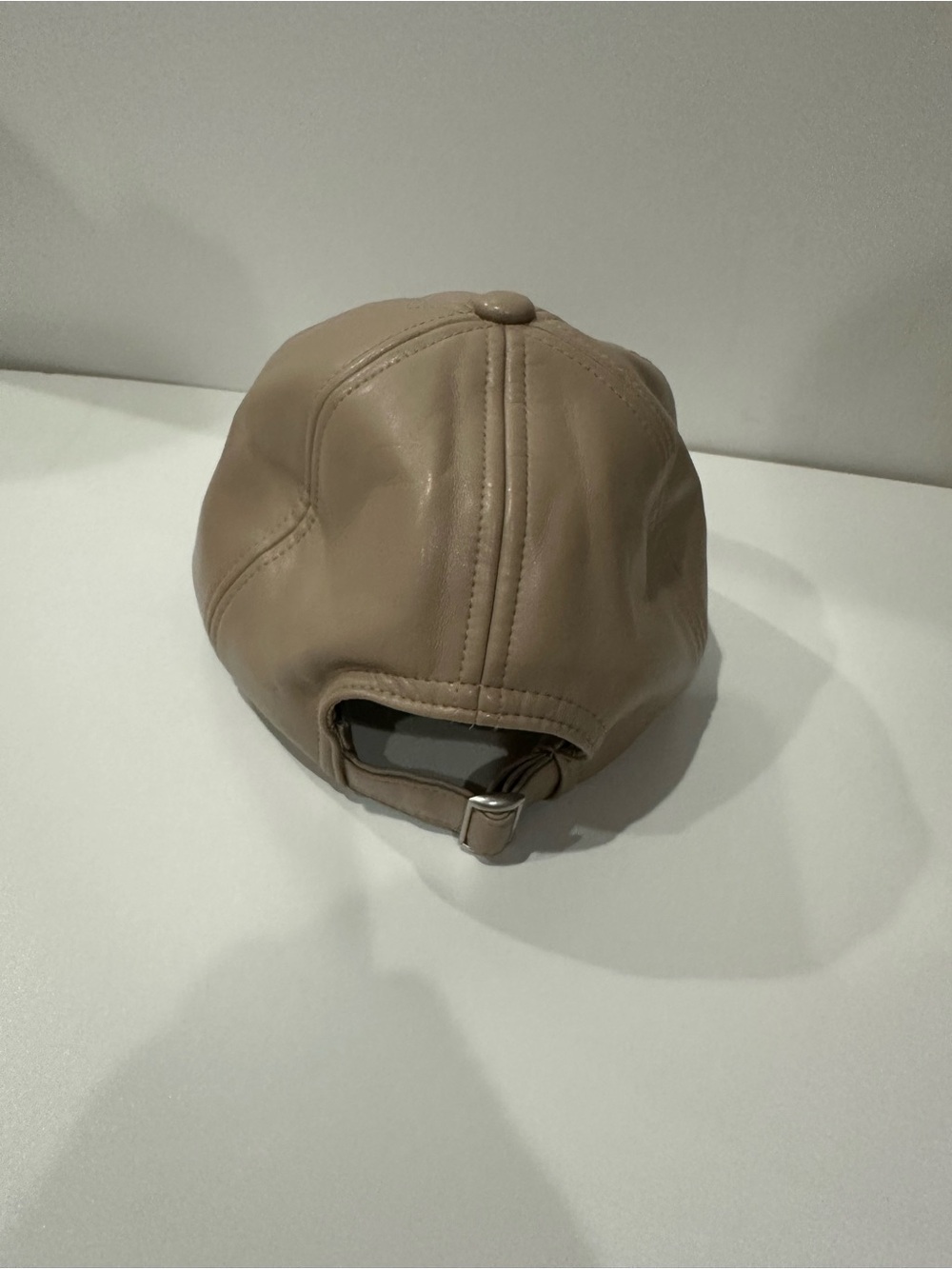 Steve Madden Faux Leather Baseball Cap Taupe Nude Adjustable Hat - Picture 3 of 7